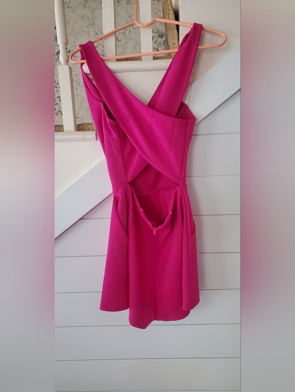 Magenta Criss Cross Back Sleeveless Romper